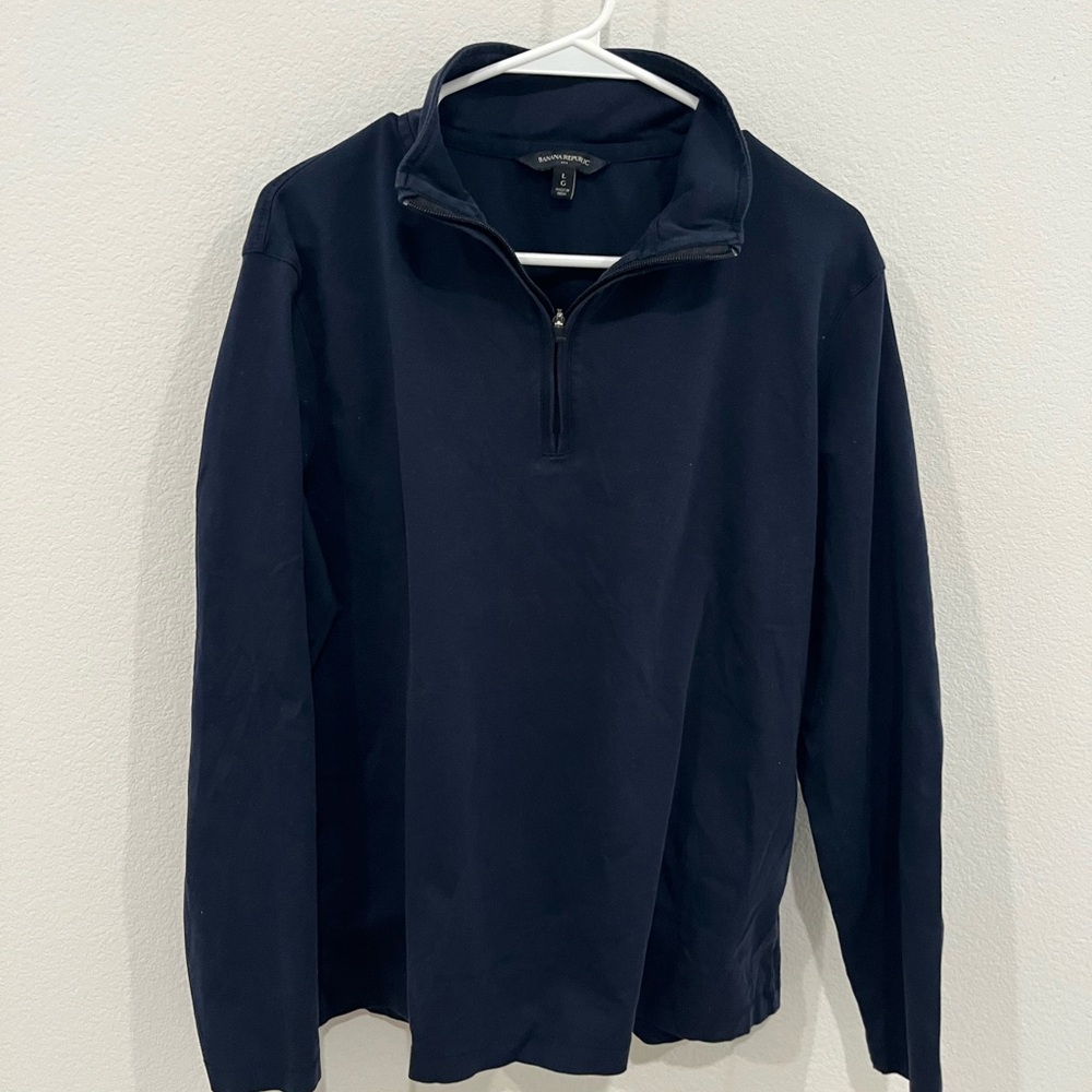 Banana Republic Men's Dark Blue Zip-Up Sweater